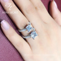 Good quality 1.2 ct princess cut white moissanite women jewelry engagement ring